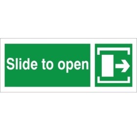 Slide to open arrow right instruction sign