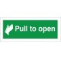 Pull to open emergency instruction safety sign