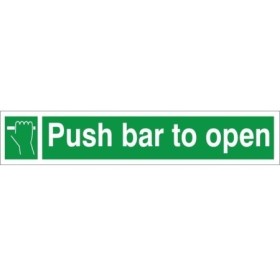 Push Bar To Open fire exit instruction sign