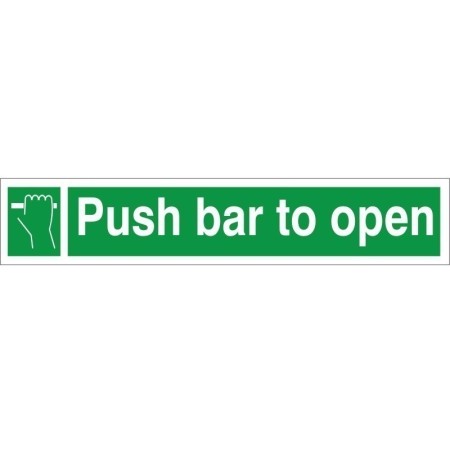 Push Bar To Open fire exit instruction sign