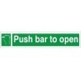 Push Bar To Open fire exit instruction sign