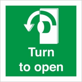 Turn To Open Anti Clockwise emergency instruction safety sign