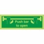 Photoluminescent push bar to open escape door sign with hand symbols for emergency exit operation