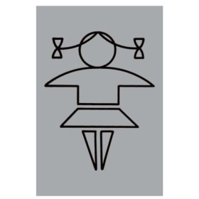 Aluminium girls toilet sign with female symbol