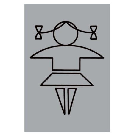 Aluminium girls toilet sign with female symbol