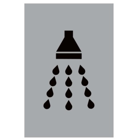 Aluminium shower facility sign with black shower symbol