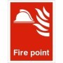 Fire point fire safety sign with emergency equipment symbol