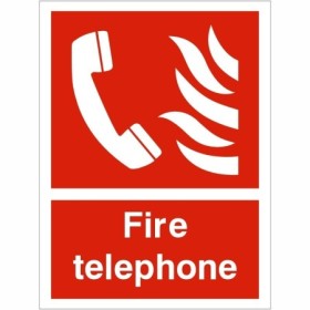 Fire telephone safety sign with emergency telephone symbol and text