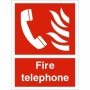Fire telephone safety sign with emergency telephone symbol and text