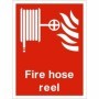 Fire hose reel fire safety sign with hose reel symbol and red background
