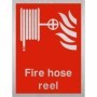  Brushed aluminium fire hose reel safety sign with hose equipment symbol