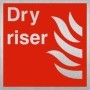  Brushed aluminium dry riser safety symbol sign for visible firefighting connection points