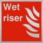  Brushed aluminium wet riser safety symbol sign for fire service water access points