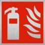  Brushed aluminium fire extinguisher safety symbol sign for clear extinguisher identification