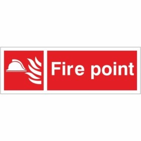 Fire Point fire safety sign with white text and symbol on red background