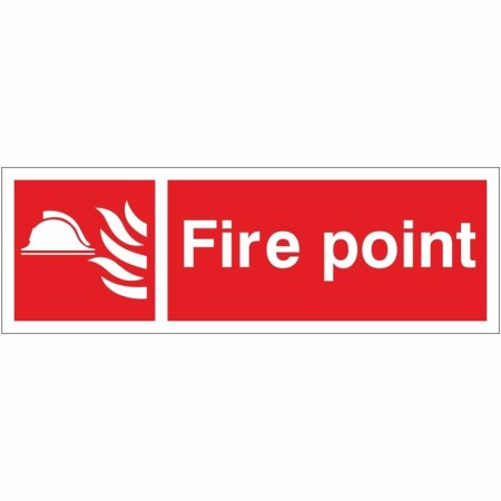 Fire Point fire safety sign with white text and symbol on red background