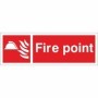 Fire Point fire safety sign with white text and symbol on red background