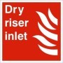 Dry Riser Inlet fire safety sign with white text and fire symbol on red background