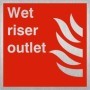  Brushed aluminium wet riser outlet safety sign for emergency fire service systems
