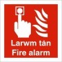 Larwm Tân Fire Alarm bilingual Welsh and English square safety sign
