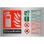 Carbon dioxide fire identification safety sign with extinguisher guidance
