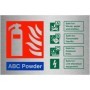 ABC powder fire extinguisher identification safety sign with fire class guidance