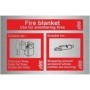 Fire blanket use for smothering fires safety sign with emergency guidance symbols