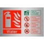 Water fire extinguisher identification safety sign with fire class guidance