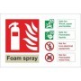 Foam spray fire extinguisher identification safety sign