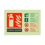  Photoluminescent carbon dioxide fire extinguisher safety sign with extinguisher use instructions