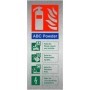 ABC powder brushed aluminium fire extinguisher identification sign