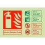  Photoluminescent alcohol resistant foam fire extinguisher ID safety sign with foam fire class guidance