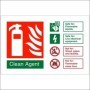 Clean Agent Fire Extinguisher ID safety sign with fire application guidance