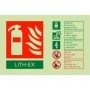  Photoluminescent LITH-EX fire extinguisher ID safety sign for lithium ion battery fires