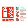 Hydro-Spray fire extinguisher identification safety sign