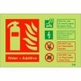  Photoluminescent water and additive fire extinguisher identification sign with electrical safety guidance