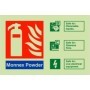  Photoluminescent Monnex powder fire extinguisher identification sign for flammable liquid
