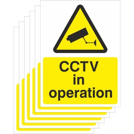 6-Pack CCTV In Operation warning signs with camera symbol