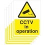 6-Pack CCTV In Operation warning signs with camera symbol
