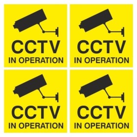 Pack of 4 CCTV In Operation security stickers