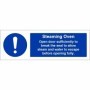 Steaming oven hygiene sign with safe oven opening instructions
