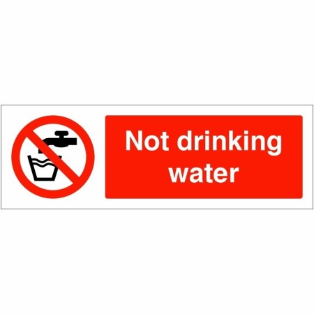 Not drinking water prohibition hygiene sign with tap and glass symbol