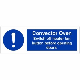 Convector oven hygiene sign with operating instructions