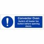 Convector oven hygiene sign with operating instructions