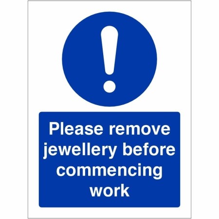 Please remove jewellery before commencing work mandatory hygiene sign