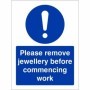 Please remove jewellery before commencing work mandatory hygiene sign