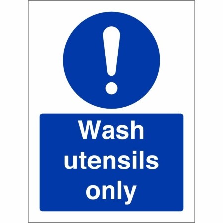 Wash utensils only mandatory hygiene safety sign