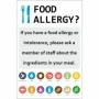 Food allergy ask a member of staff safety sign with allergen symbols
