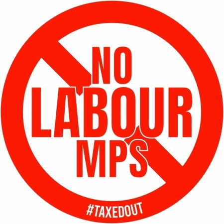 No Labour MPs Pub Hospitality Taxedout campaign sign