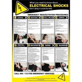 Electric shocks emergency response workplace poster